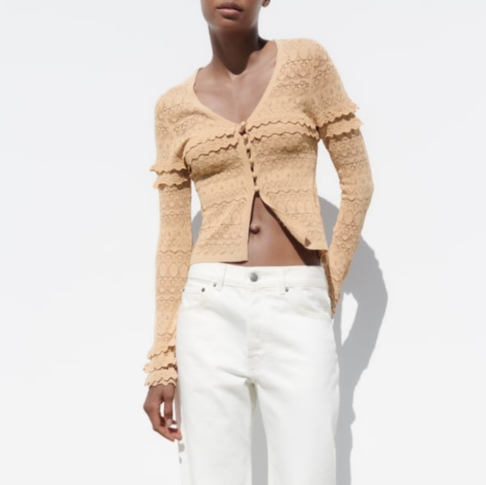 ZARA LIMITED EDITION POINTELLE KNIT JACKET